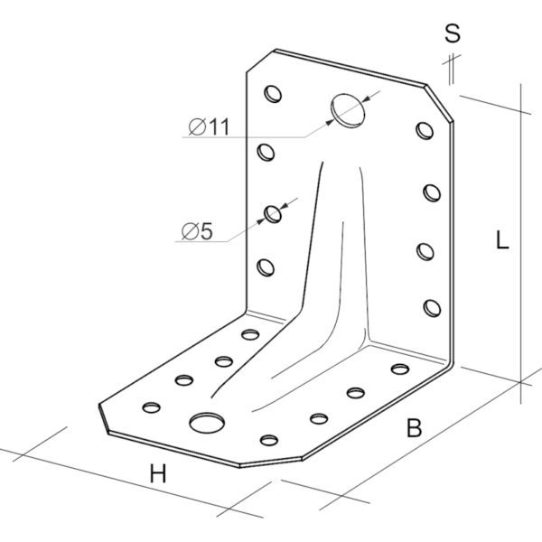 Kování úhelník kombi s prolisem 55x70x70x2,0 mm - Image 2