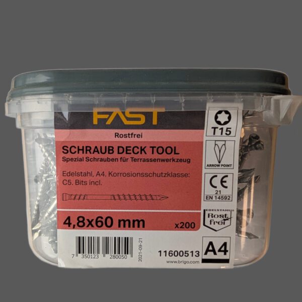 FAST Deck Vrut na terasy A4 4,8x60 mm 92.
